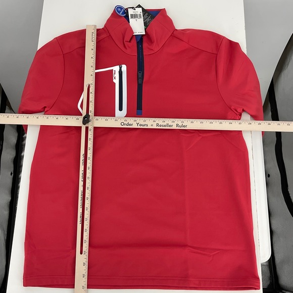 RLX Ralph Lauren Mens Red Quarter Zip Golf Pullover Jacket‎ Long Sleeve Size L - Picture 4 of 7